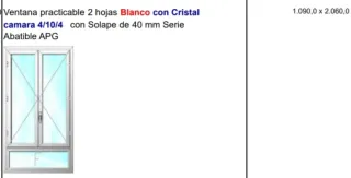 Ventana Aluminio Blanco 109x206 (tengo 2)