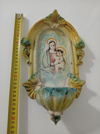 Acquasantiera Madonna con Bambino Ceramica
