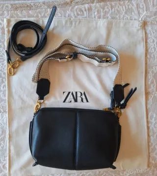 Bandolera Zara Pespunte Negra
