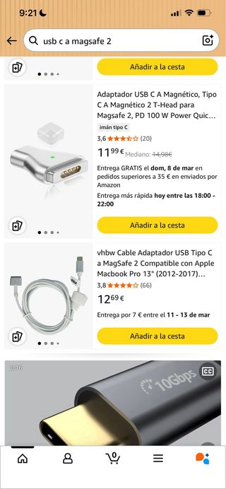 Cable USB-C a MagSafe 2 Macbook Pro