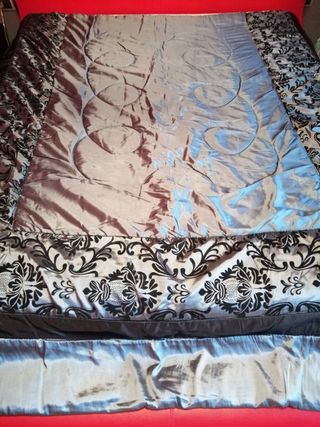 Trapuntino matrimoniale raso e  cotone grigio