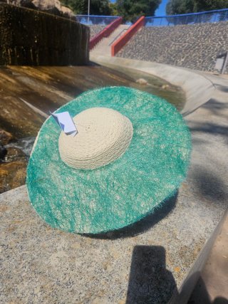 Pamela sombrero beige y verde