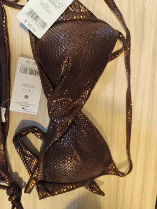 NUEVO Bikini Calzedonia Marrón y Dorado Talla M