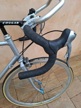 Bicicleta de carretera plateada