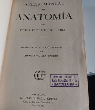 ATLAS DE ANATOMÍA Edición de 1934 Buen estado