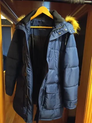 Abrigo Zara Azul doble capa con plumón Talla M