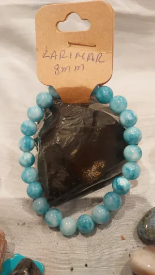 Pulsera Larimar 8mm Piedra Natural