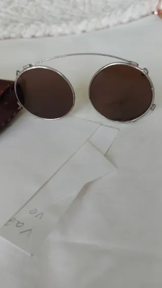 Gafas Pin-Nez Marrón y Plateadas