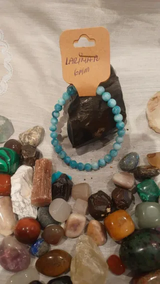 Pulsera Larimar 6mm Piedra Natural