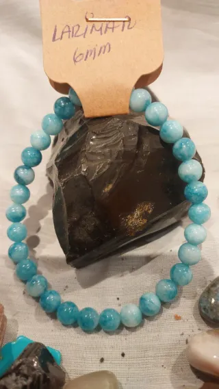 Pulsera Larimar 6mm Piedra Natural