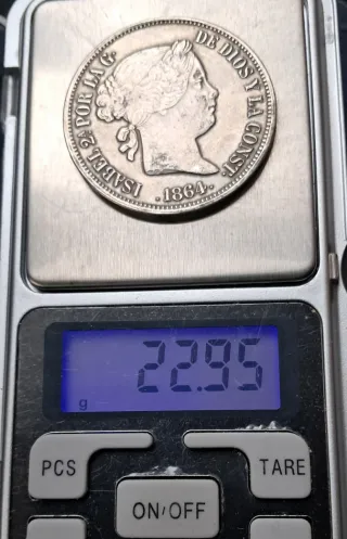 Moneda 20 Reales Isabel II 1864