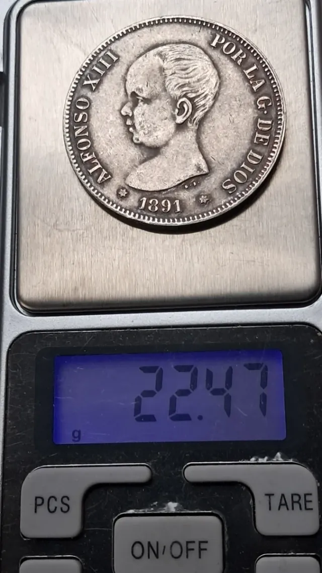 Moneda 5 Pesetas Alfonso XIII 1891