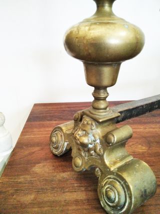 Morillos Antiguos Chimenea Bronce/Latón