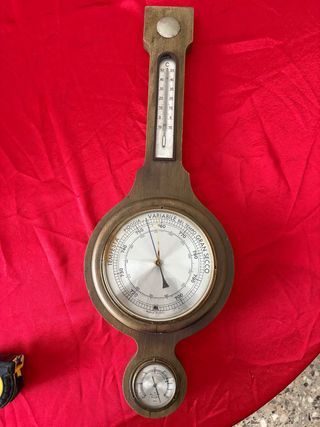 Barometro Termometro Anni 60 Legno Metallo