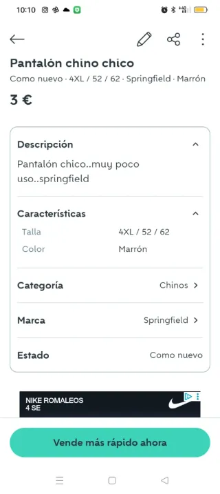 Pantalón chino marrón