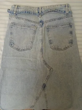 Falda larga denim vintage lavado claro