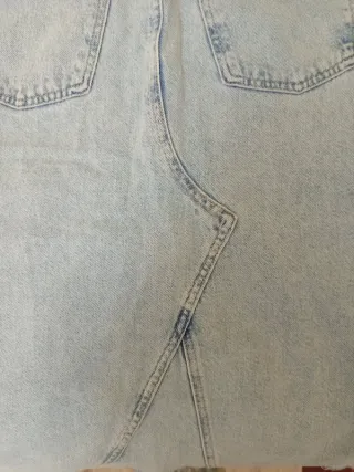 Falda larga denim vintage lavado claro