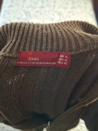 Chaqueta de punto marrón con cremallera L Zara