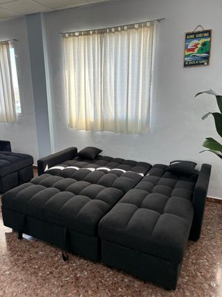 Oferta Sofá Cama Chaise Longue con Arcón Negro