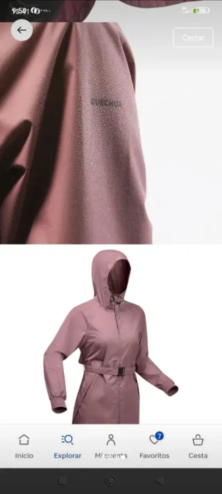 Chubasquero Quechua Rosa Topo Talla S