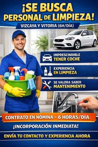 Se busca personal de limpieza – Vizcaya y Vitoria