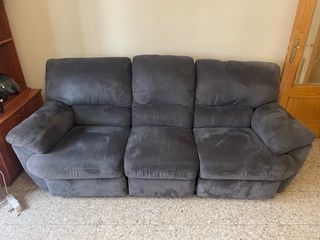 Sofás reclinable gris de tela