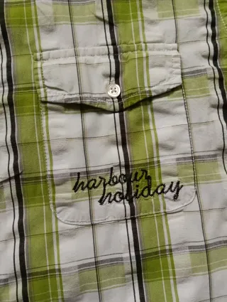 Camisa de cuadros verde y blanca XL
