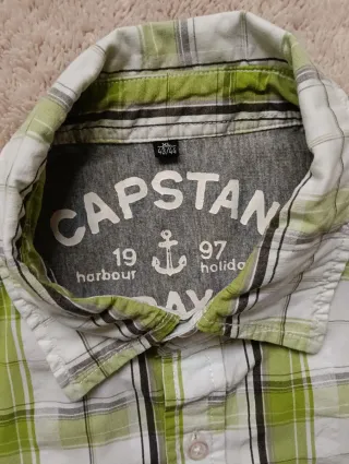 Camisa de cuadros verde y blanca XL