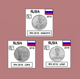 Lote de 3 monedas de Rusia, Mundial Futbol 2018