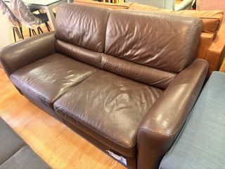 Sofá de piel marrón 2 plazas