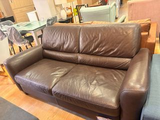 Sofá de piel marrón 2 plazas