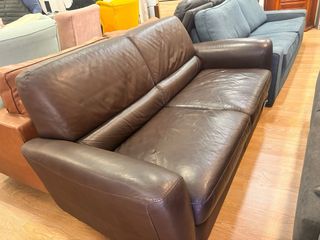 Sofá de piel marrón 2 plazas