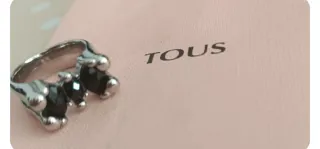 Anillo Tous Plata y Piedras Negras acero quirúrgic