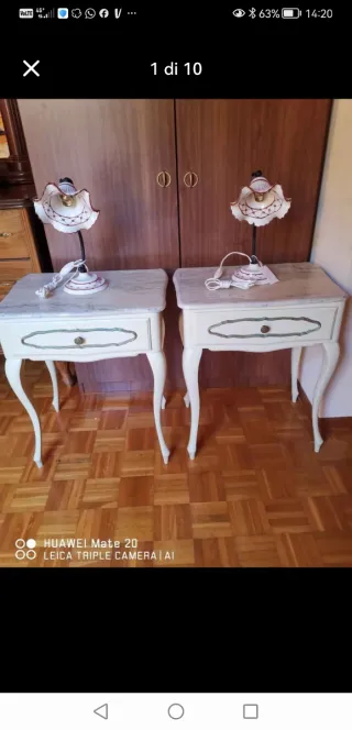 Coppia Comodini, marmo con Madia Veneziano restaur