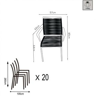 Sedia da Esterno Alluminio e Seduta Relax in Corda