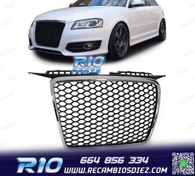 PARRILLA AUDI A3 8P 8PA 05-08 LOOK RS CROMO