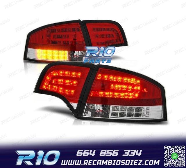 PILOTOS AUDI A4 B7 SEDAN 4-07 LED ROJO CROMO