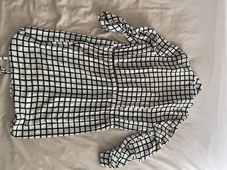 Vestido Camisa Cuadros Blanco y Negro