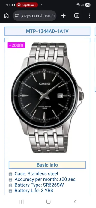 Casio MTP-1344AD-1A1V Negro/Plata