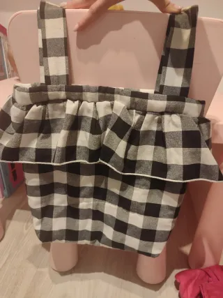 Bolsa y funda para carro de bebé a cuadros Vichy