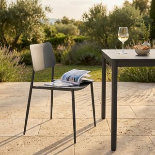 Sedia da Esterno Design Acciaio Verniciato Taupe