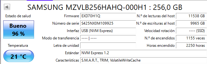 DISCO M2 256GB NVME 96% afbeelding 2