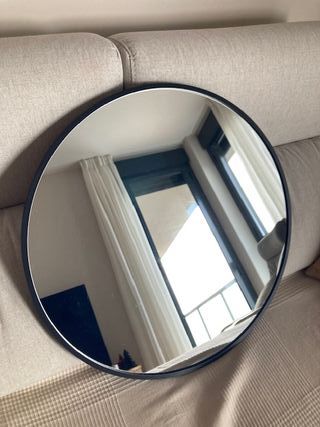 Espejo Redondo Pared D=60cm Madera y Cristal