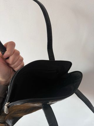 Bolso vintage negro efecto piel cocodrilo