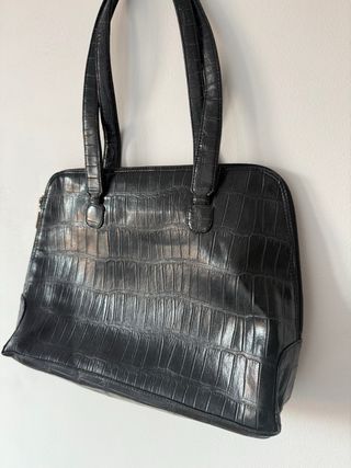Bolso vintage negro efecto piel cocodrilo