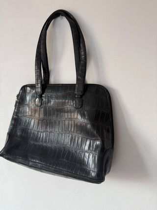 Bolso vintage negro efecto piel cocodrilo
