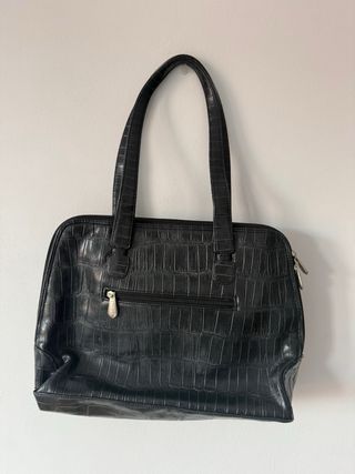 Bolso vintage negro efecto piel cocodrilo