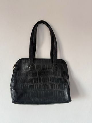Bolso vintage negro efecto piel cocodrilo