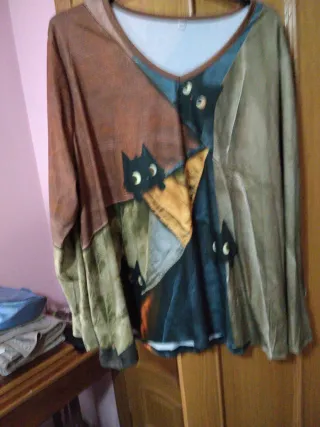 Camiseta Gato Estampado Talla 4XL Nueva