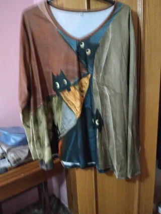 Camiseta Gato Estampado Talla 4XL Nueva